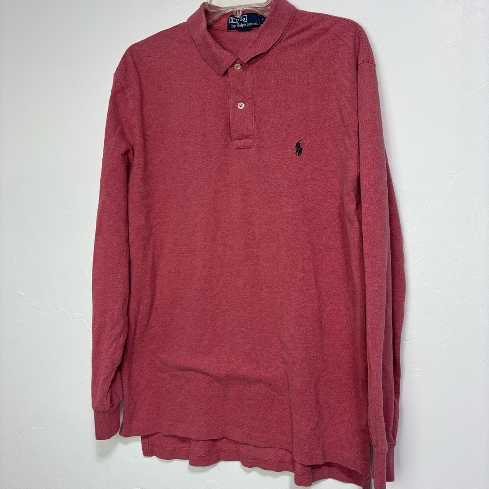 Polo by Ralph Lauren VTG Y2K Large Men's Long Sleeve Shirt Cotton Red Preppy
